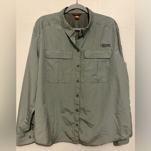Eddie Bauer Green Button Down Roll Sleeve Camping Hiking Shirt Sz XL X-Large